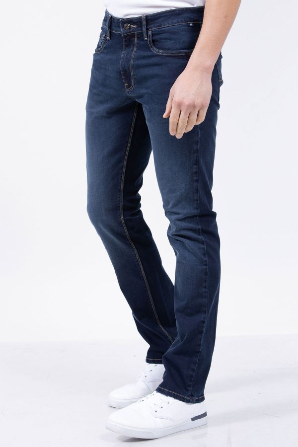 מכנסי ג’ינס SLIM FIT סטרץ’ בסטיפה כהה עם שפשוף