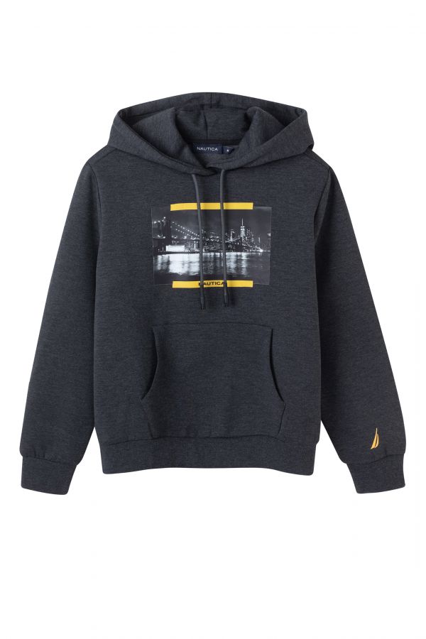 סווטשירט ”נוף ניו-יורקי” עם כובע ולוגו נאוטיקה לילדים