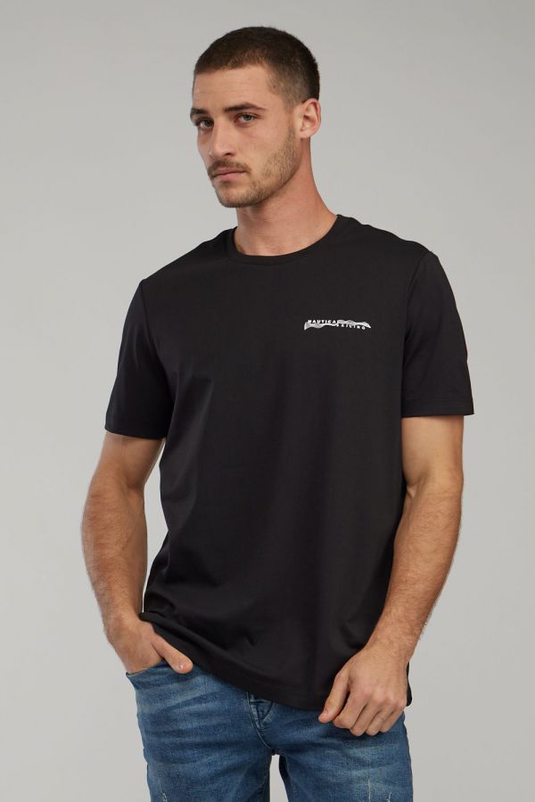 טי שירט עם שרוולים קצרים והדפס Nautica לגברים