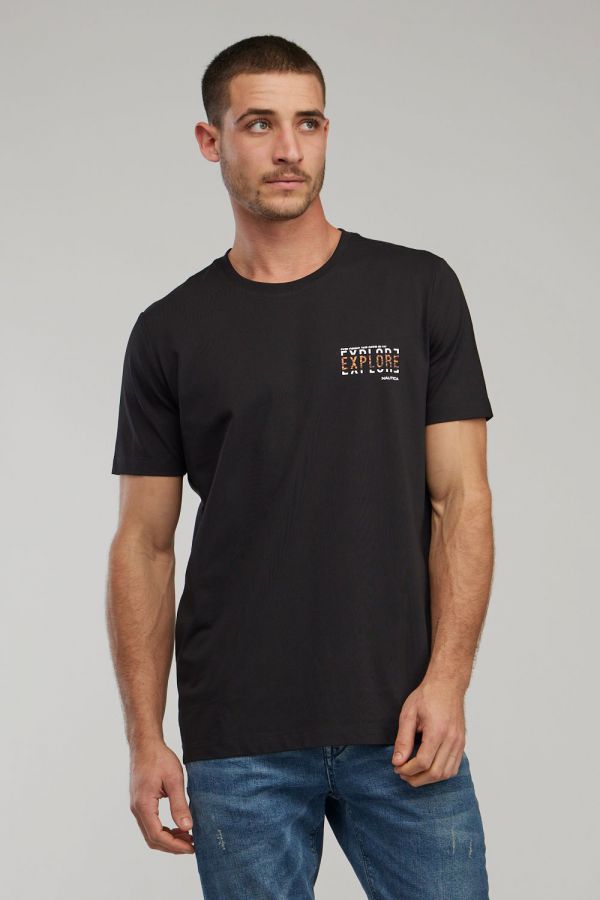 טי שירט עם שרוולים קצרים והדפס Nautica לגברים