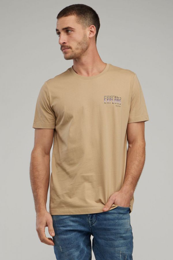 טי שירט עם שרוולים קצרים והדפס Nautica לגברים