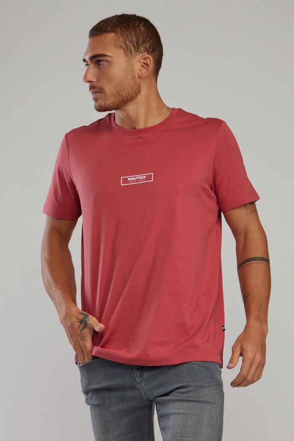 טי שירט עם שרוולים קצרים והדפס Nautica לגברים