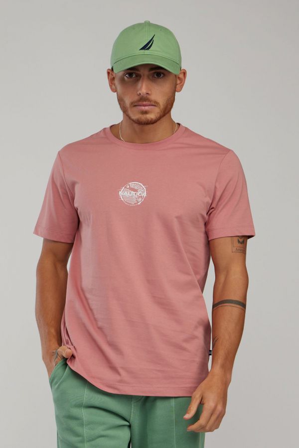 טי שירט עם שרוולים קצרים והדפס Nautica לגברים