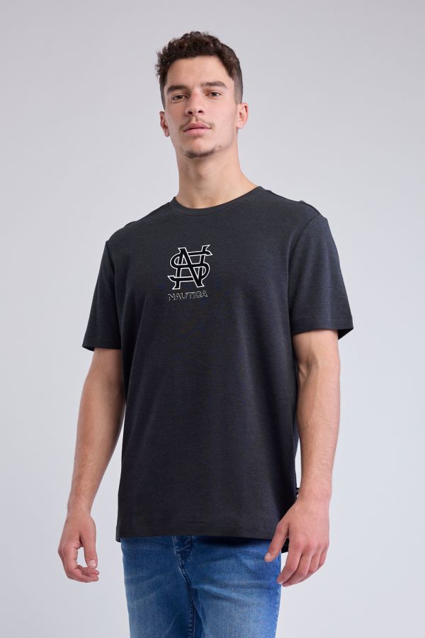 טי שירט עם שרוולים קצרים והדפס Nautica לגברים