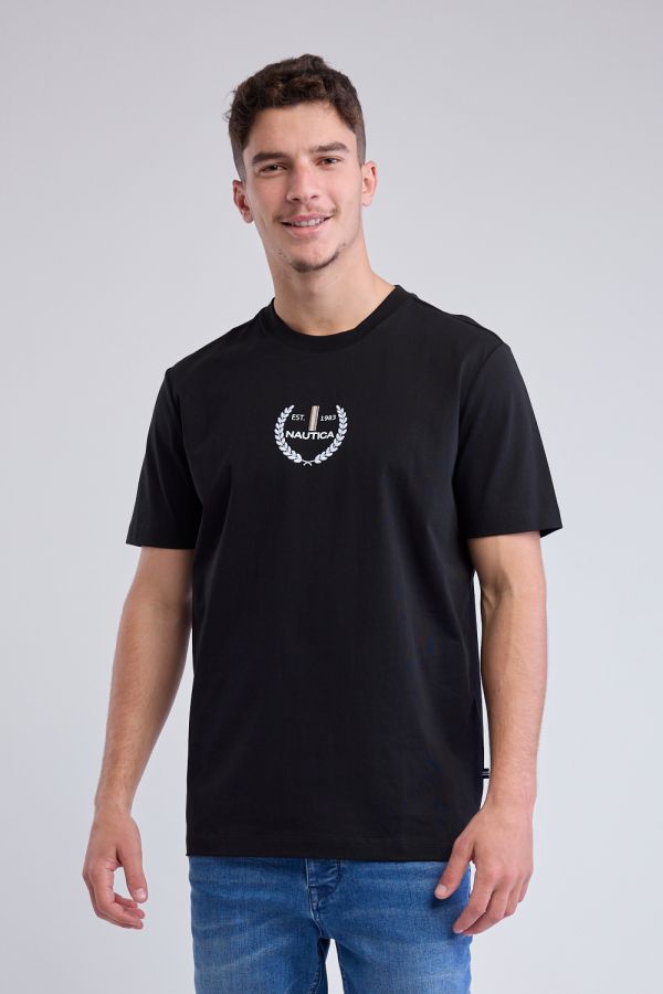 טי שירט עם שרוולים קצרים והדפס Nautica לגברים