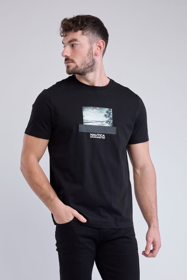 טי שירט עם שרוולים קצרים והדפס Nautica לגברים