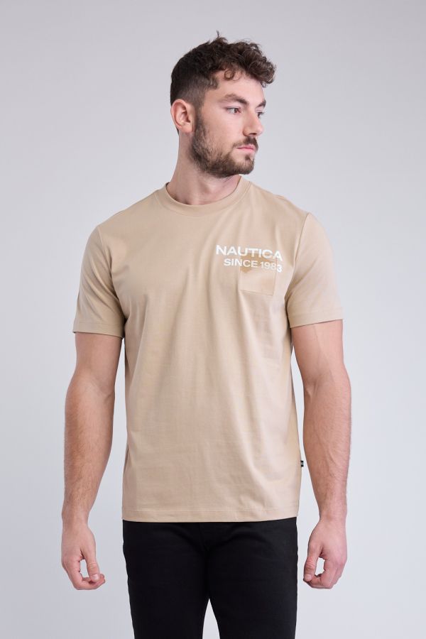 טי שירט עם שרוולים קצרים והדפס Nautica לגברים
