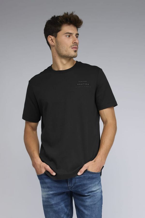 טי שירט עם שרוולים קצרים והדפס Nautica לגברים