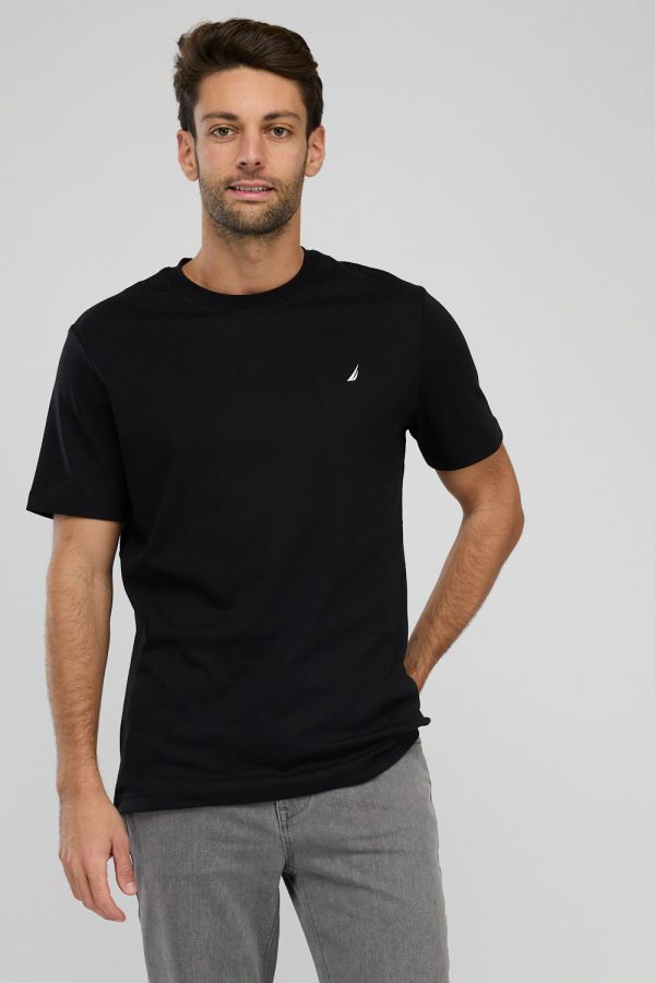 טי שירט עם שרוולים קצרים ולוגו Nautica לגברים