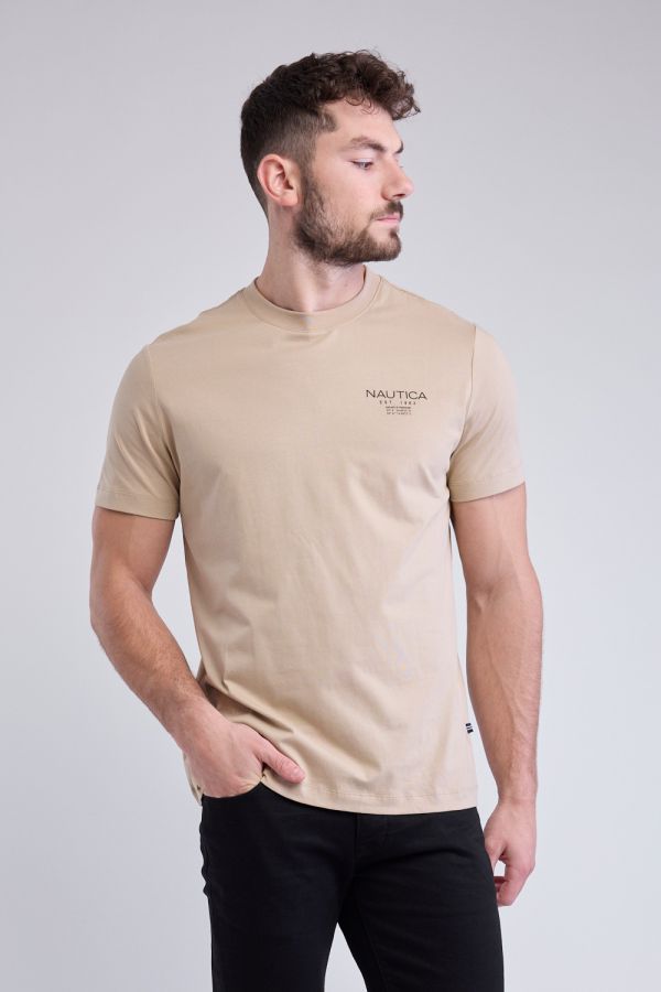 טי שירט קצרה עם הדפס Nautica קטן לגברים