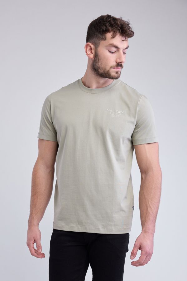 טי שירט קצרה עם הדפס Nautica קטן לגברים