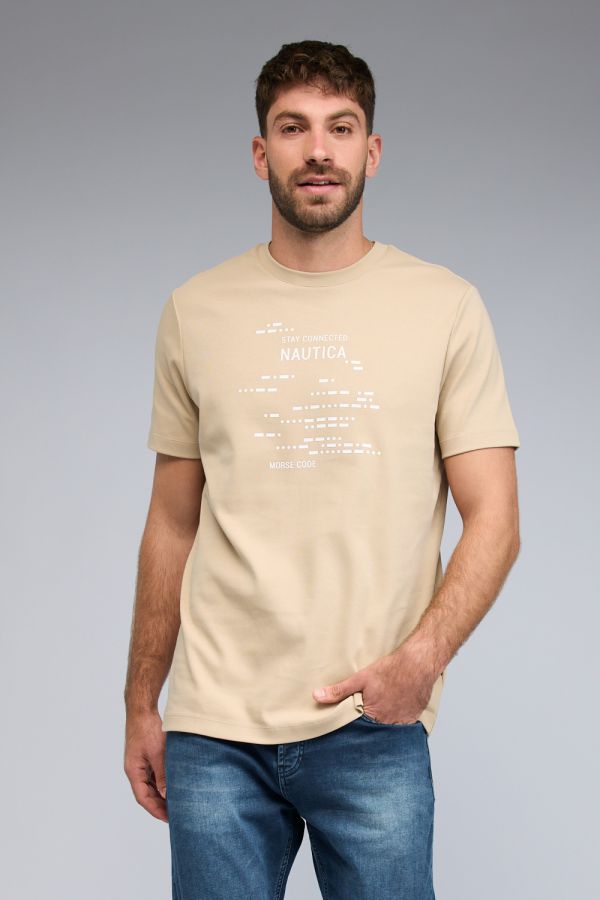 טי שירט עם שרוולים קצרים והדפס Nautica לגברים
