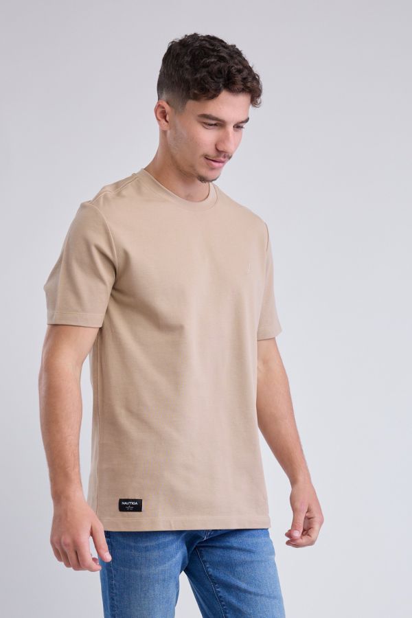 טי שירט עם שרוולים קצרים ותווית לוגו Nautica לגברים