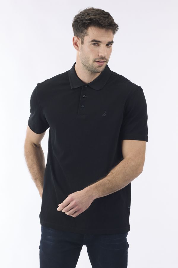 חולצה פולו קצרה עם 3 כפתורים לגבר