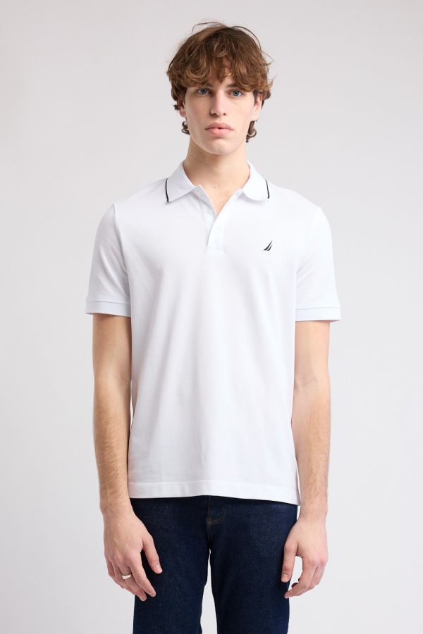 חולצת פולו Nautica קצרה עם לוגו רקום לגברים