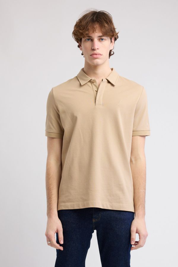 חולצת פולו Nautica קצרה עם לוגו רקום לגברים