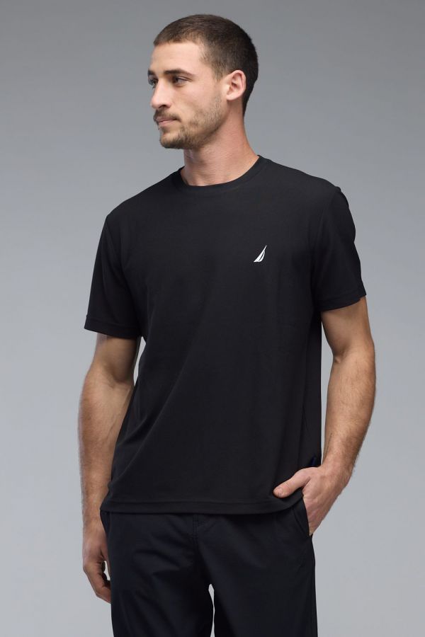 טי שירט עם שרוולים קצרים ולוגו Nautica לגברים