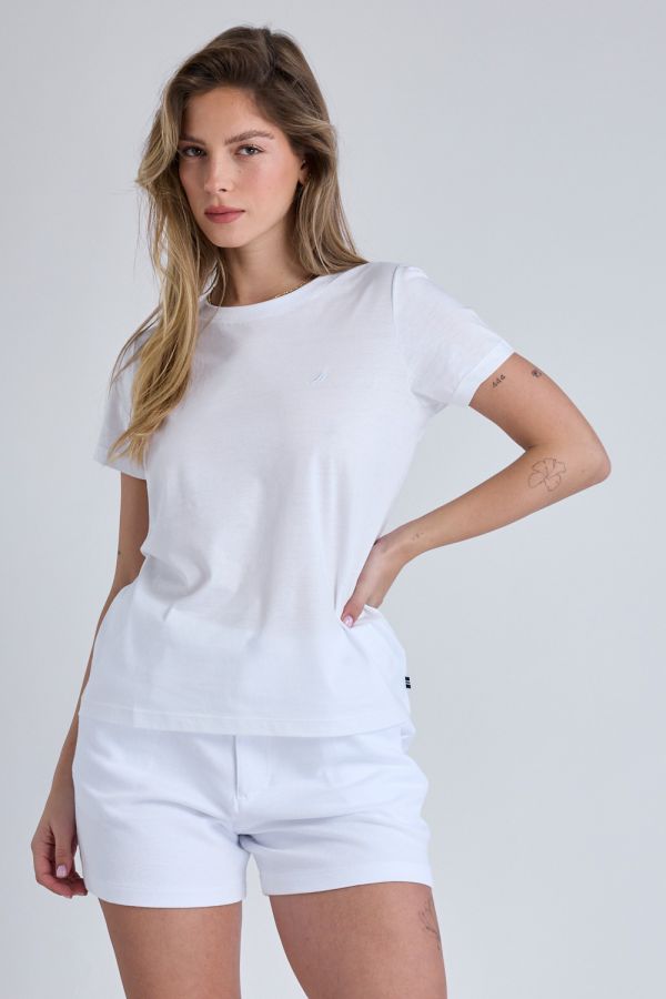 טי שירט קצרה עם לוגו Nautica לנשים