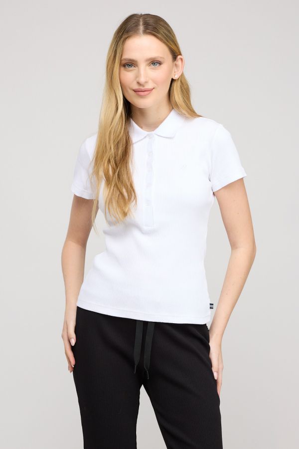 חולצת פולו ריב קצרה לנשים