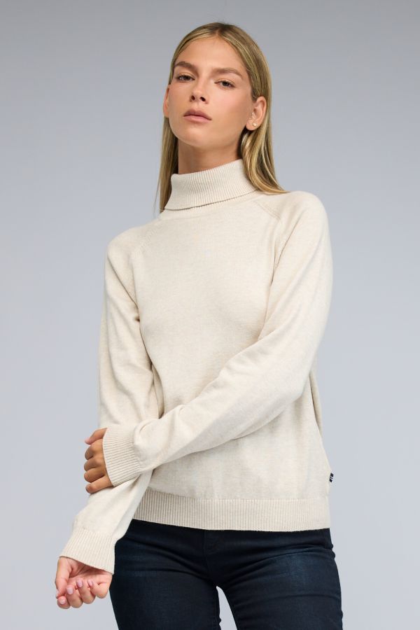 סריג עם צווארון גולף ולוגו רקום לנשים