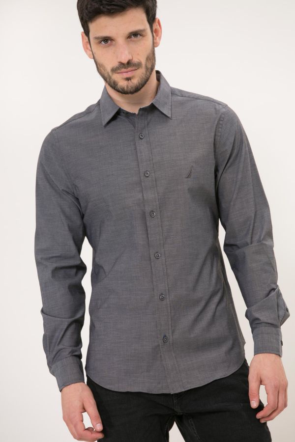 חולצה מכופתרת חלקה TAILORED FIT