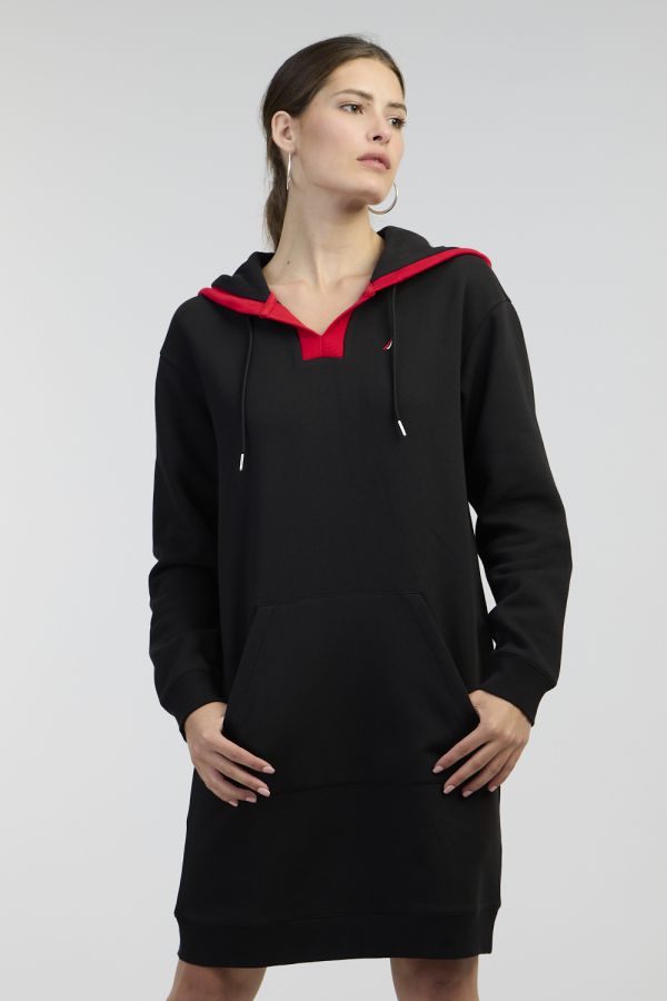 שמלת סווטשרט עם לוגו רקמה 2 צבעים