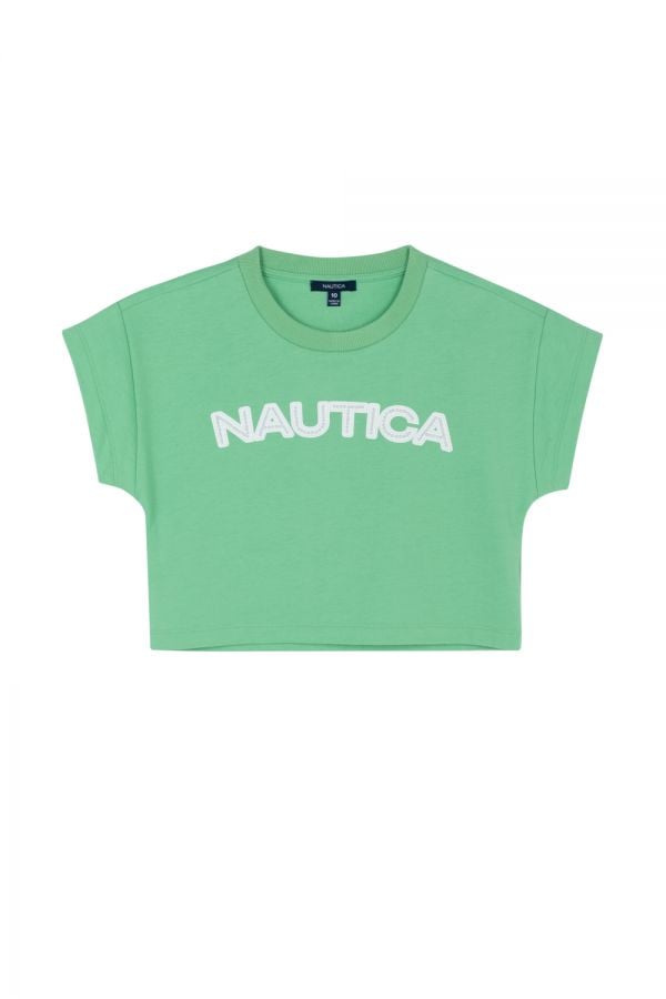 טי שירט בגזרת קרופ Nautica לילדות