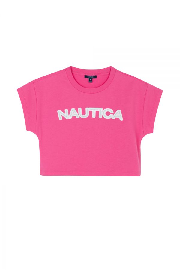 טי שירט בגזרת קרופ Nautica לילדות