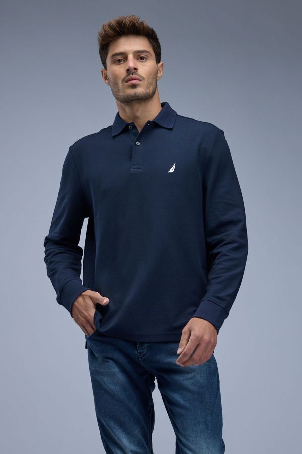 חולצת פולו ארוכה עם לוגו Nautica רקום לגברים