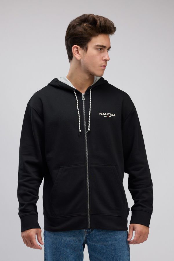 סווטשירט עם קפוצ’ון ורוכסן מלא Nautica לגברים