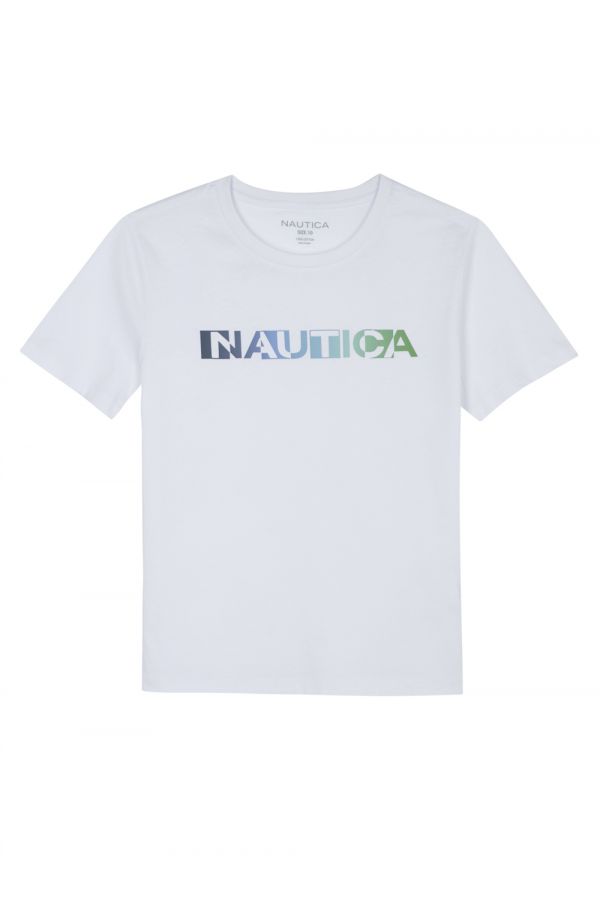 טי שירט Nautica לילדים עם שרוולים קצרים והדפס