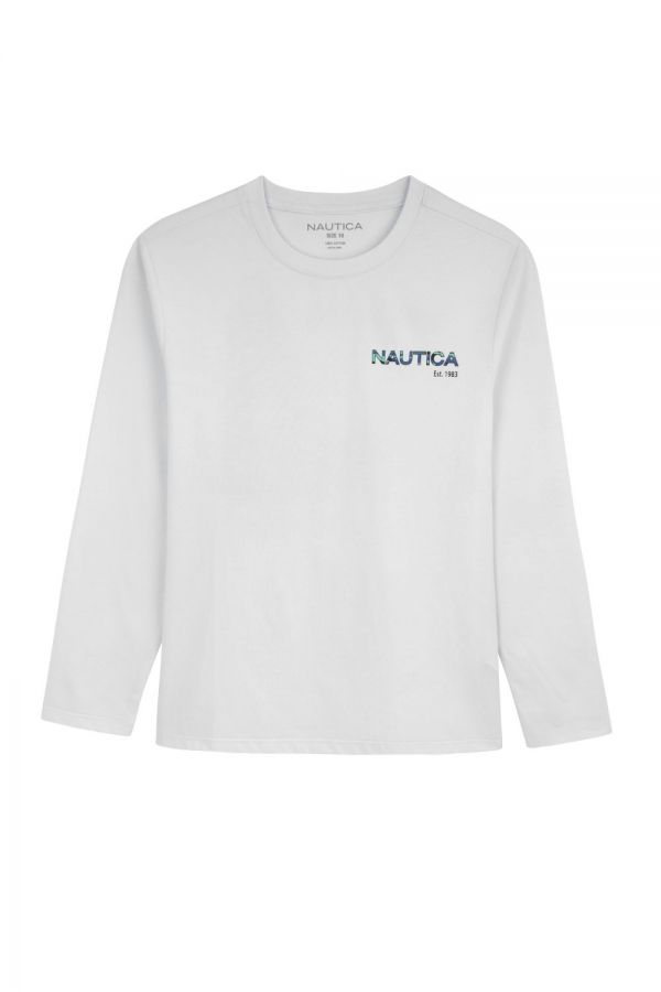 טי שירט Nautica לילדים עם שרוולים ארוכים והדפס דו צדדי