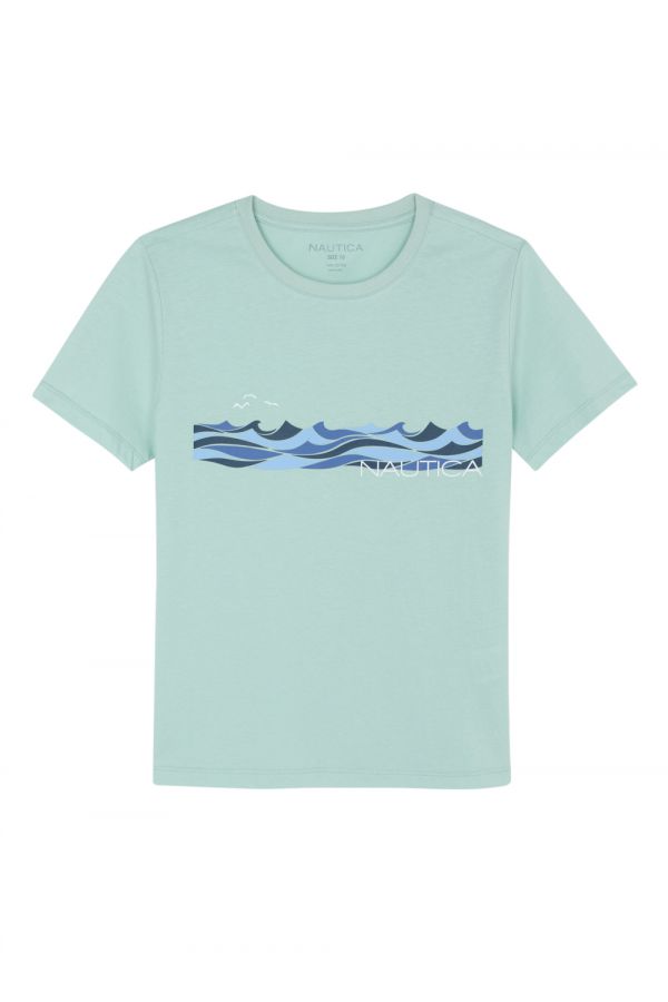 חולצה עם שרוולים קצרים והדפס Nautica לילדים