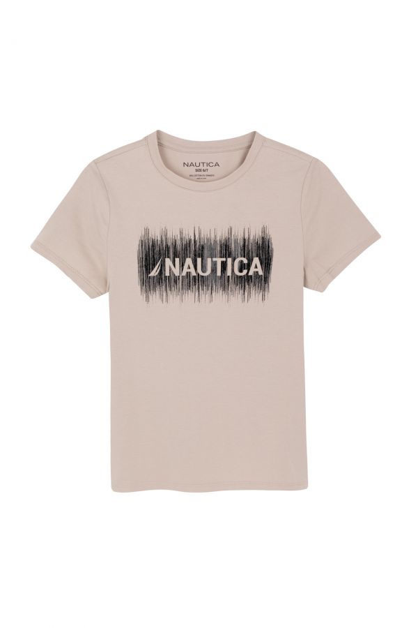 טי שירט לוגו נאוטיקה רקע פסים לילדים (2-12)