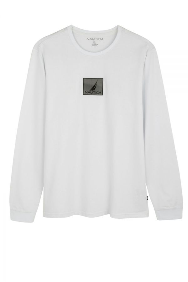 טי שירט Nautica לגברים עם שרוולים ארוכים והדפס