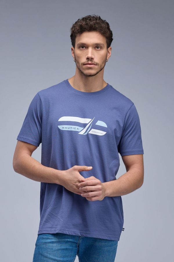 טי שירט ארוכה עם הדפס Nautica לגברים
