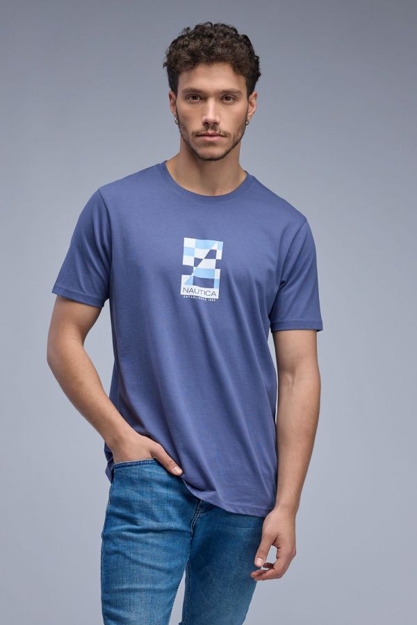 טי שירט קצרה עם הדפס Nautica לגברים