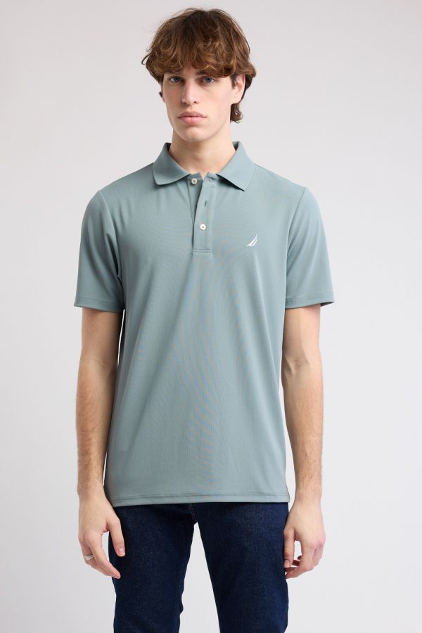 חולצת פולו Nautica קצרה עם לוגו רקום לגברים