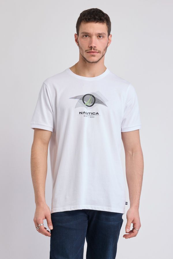 טי שירט קצרה עם הדפס Nautica לגברים