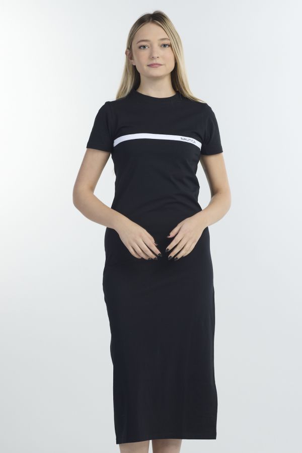 שמלה נאוטיקה איכותית עם פס בחזית