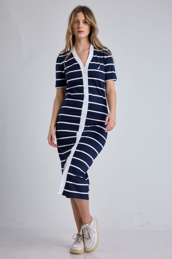 שמלת מידי דוגמת פסים Nautica לנשים