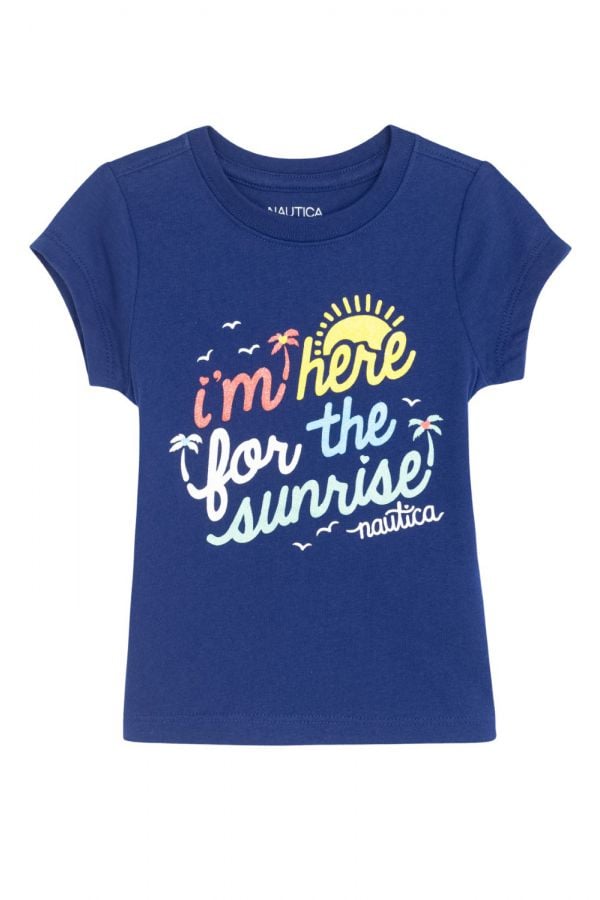 טי שירט עם הדפס I’M HERE FOR THE SUNRISE לקטנטנות (2T-4T)