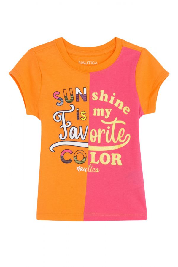 טי שירט קולורבלוק עם הדפס SUNSHINE IS MY FAVORITE COLOR לקטנטנות (2T-4T)
