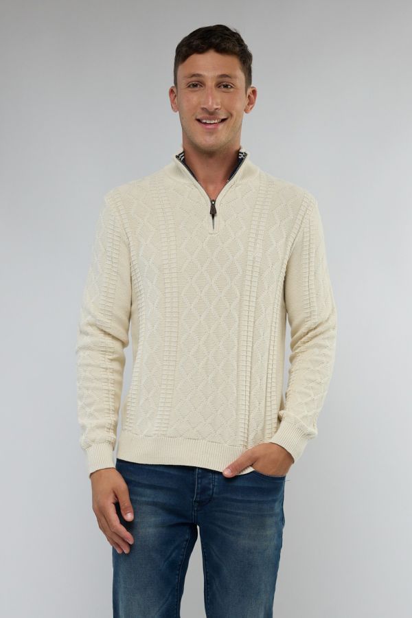 סריג איכותי מעוצב עם רוכסן בצווארון ולוגו נאוטיקה לגבר