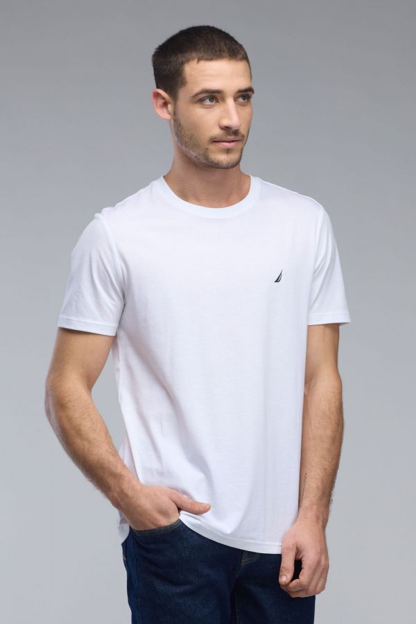 טי שירט עם שרוולים קצרים ולוגו Nautica לגברים