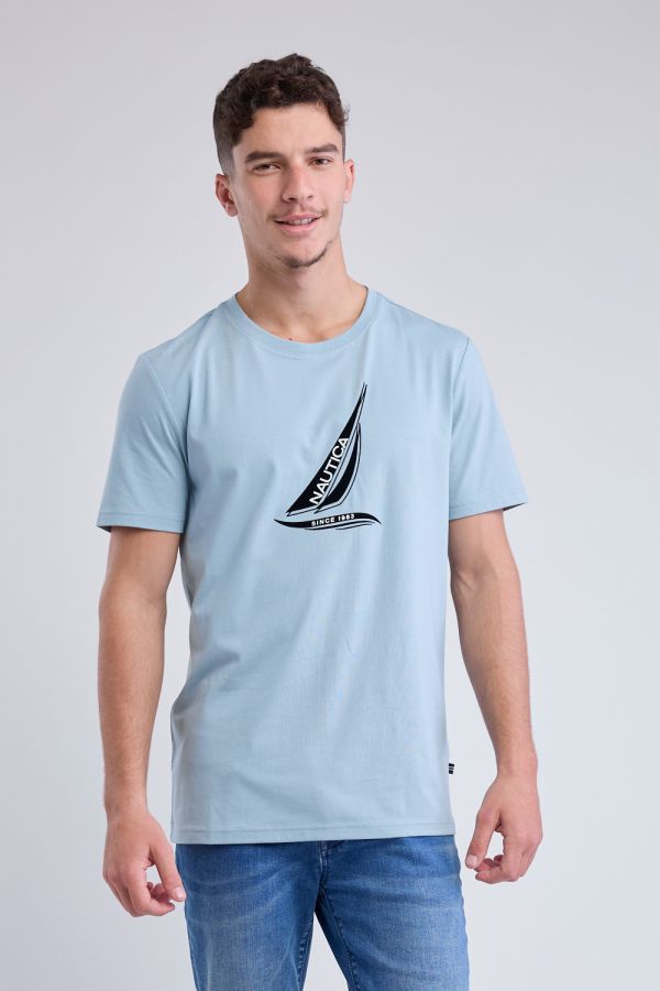 טי שירט קצרה עם הדפס מפרשית Nautica לגברים