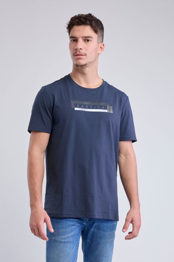 טי שירט קצרה עם הדפס Nautica לגברים