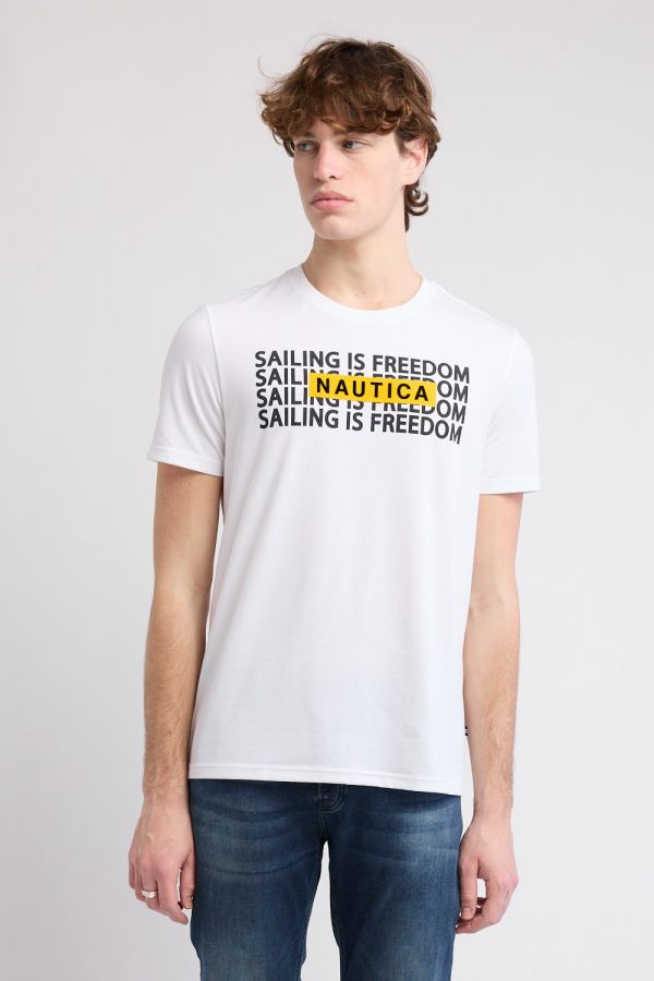 טי שירט קצרה עם הדפס Nautica לגברים