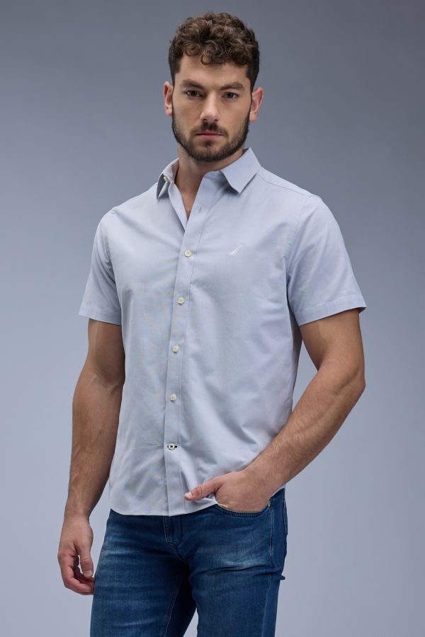 חולצה מכופתרת עם שרוולים קצרים ולוגו Nautica רקום לגברים