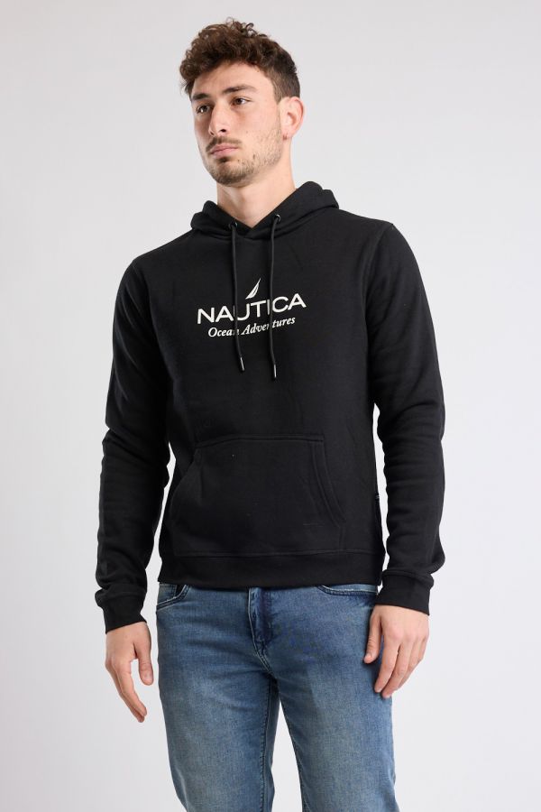 סווטשירט Nautica לגברים עם לוגו וקפוצ’ון